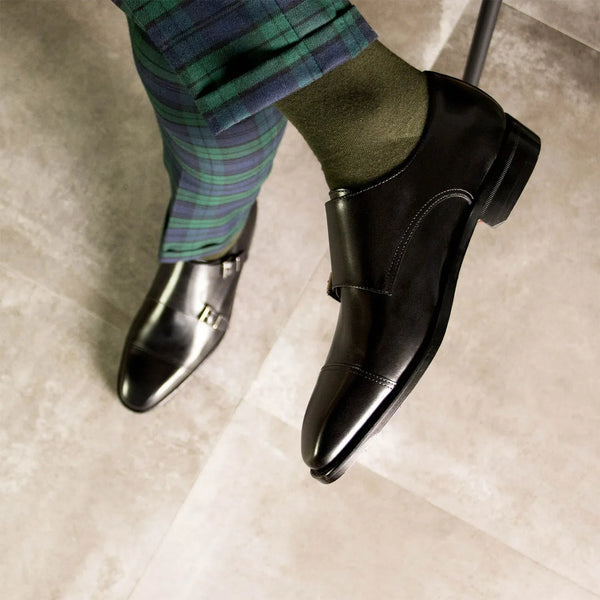 Black Goodyear Welted Double Monk Strap