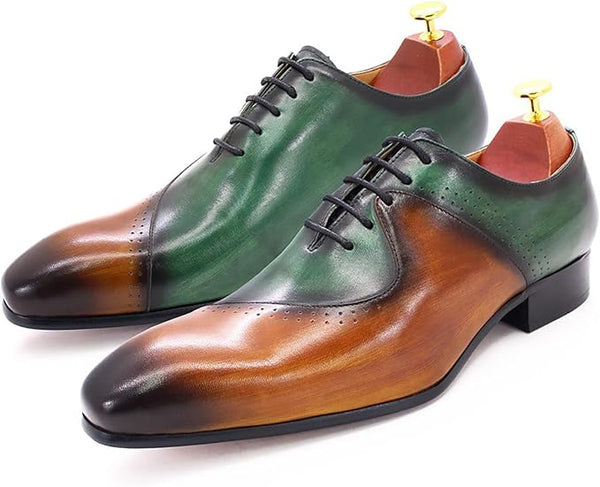Men's Brown & Purple Leather Formal Oxford Shoes