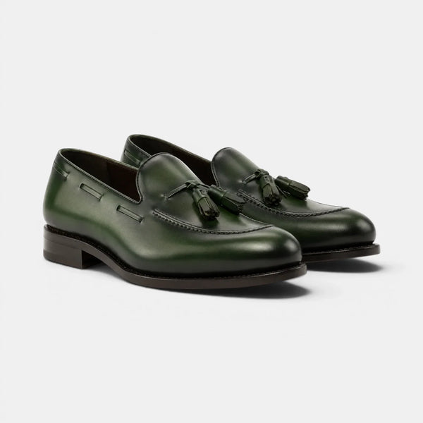 Forest Green Leather Loafers