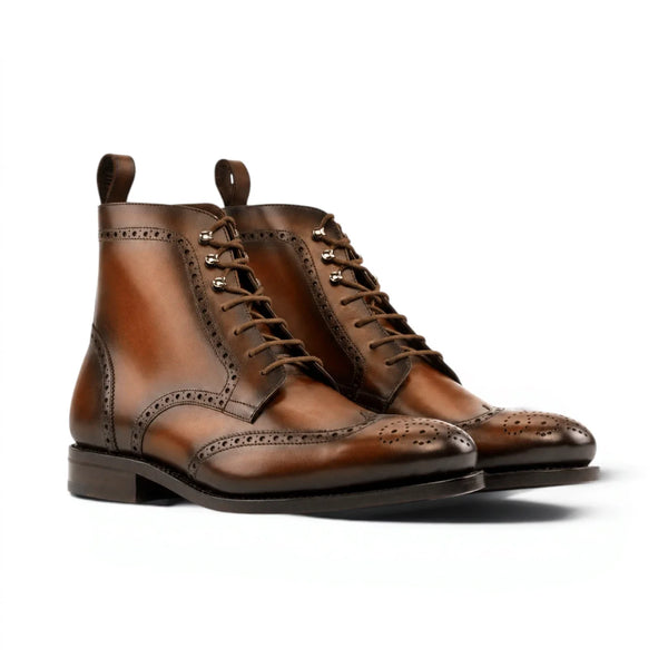 Dark Brown Military Brogue Boots