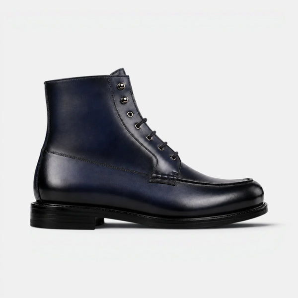 Navy Blue Moc Toe Boots