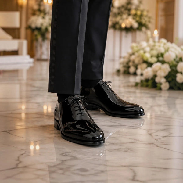 Patent Black Wholecut Oxford