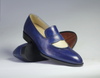 Men's Blue & Beige Patina Leather Moccasin Loafers