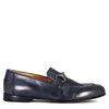 Men's moccasin in blue smooth leather with horsebit