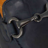 Men's moccasin in blue smooth leather with horsebit