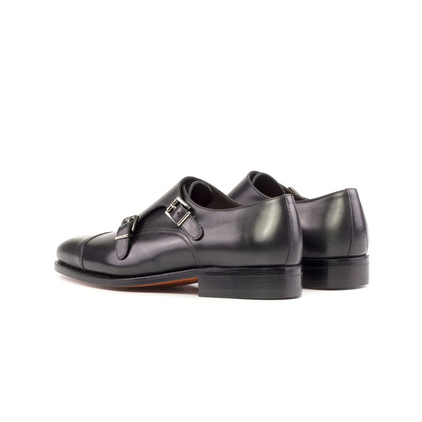 Black Goodyear Welted Double Monk Strap