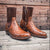 Handmade Men's Tan Brown Ostrich Leather Boots
