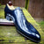Handmade Men's Blue Patina Leather Formal Shoes