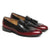Men's Burgundy Hand Painted Leather Tassel Loafers