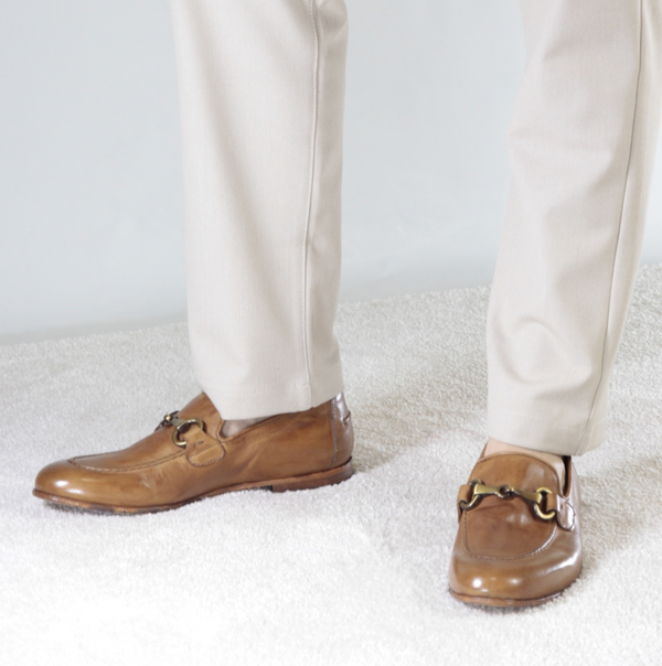 Men's moccasin in brown smooth leather with horsebit