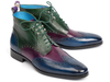 Men's Handmade Tri Tone Wingtip Ankle High Boots