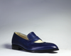 Men's Blue & Beige Patina Leather Moccasin Loafers