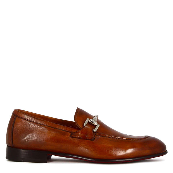 Classic moccasin with horsebit for men in brown leather